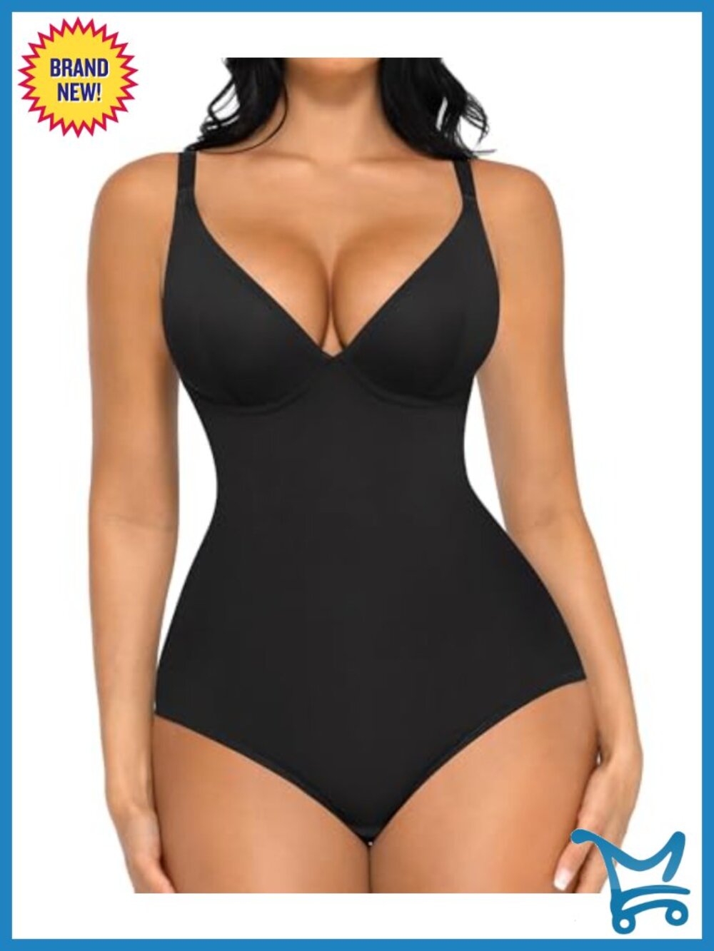 FeelinGirl Deep V Neck Shapewear Bodysuit Tummy Control Body Suit